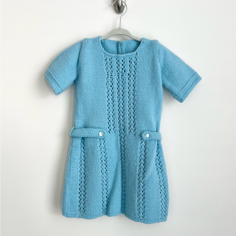 Vintage 1960s 60s Girl Handmade Knit Dress Size 4-6 Years Old